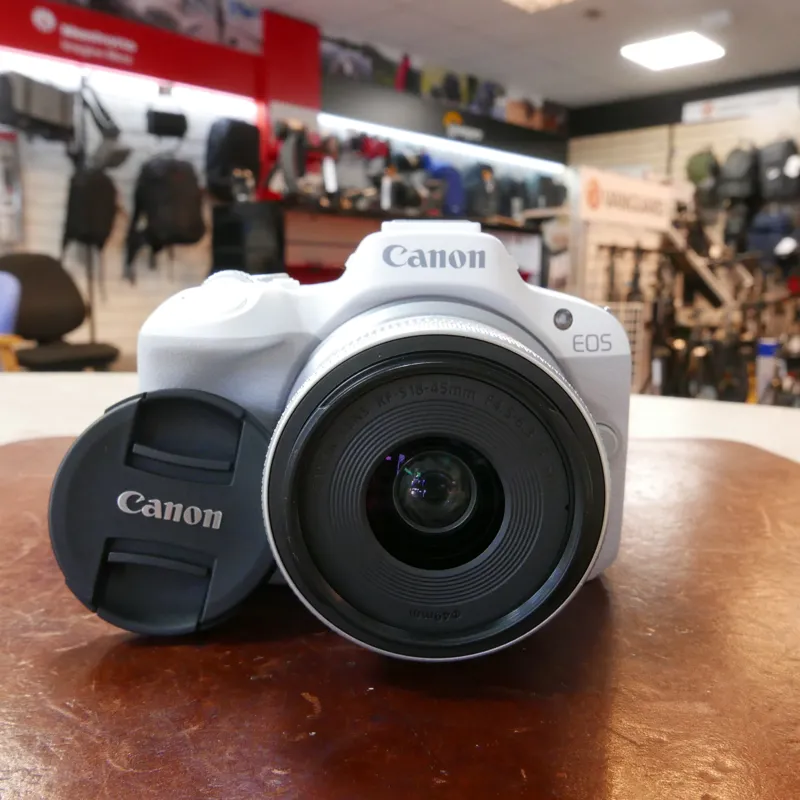 Used Canon R50 + RF 18-45mm IS II - 5000 Actuations - White - 12 Months Warranty-1