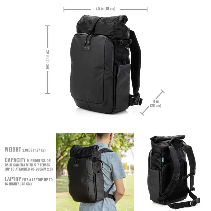 Tenba Fulton V2 16l Backpack in Black/Black Camo 637-738-6