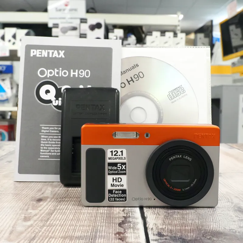 Used Pentax Optio H90 Silver/Orange Digital Compact - 3 Months Warranty