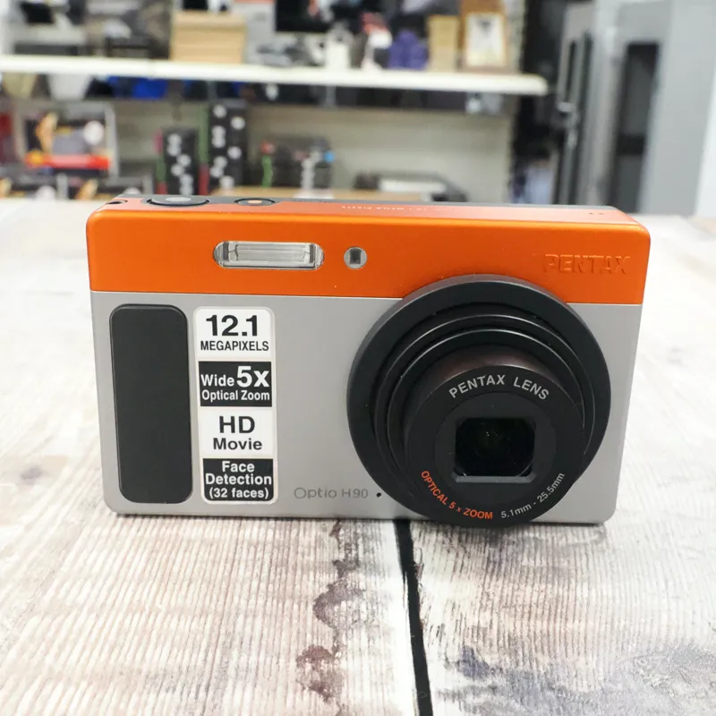 Used Pentax Optio H90 Silver/Orange Digital Compact - 3 Months Warranty-1