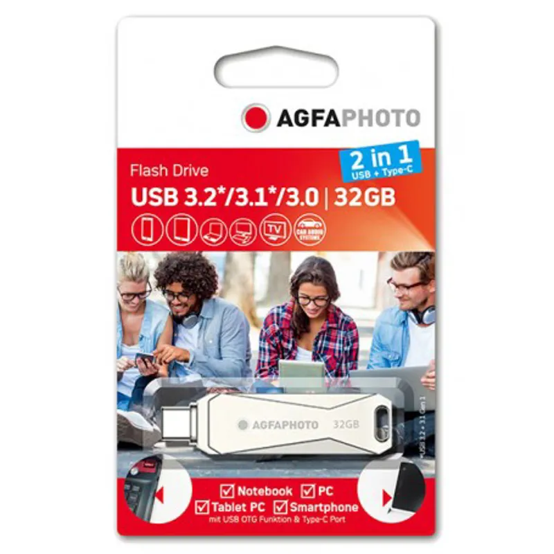 AgfaPhoto USB 3.0 2 in 1 USB + Type C 32GB in Silver