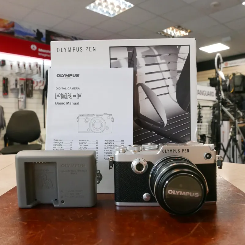 Used Olympus Pen F Silver + 17mm f1.8 - 65 Actuations - 12 Months Warranty