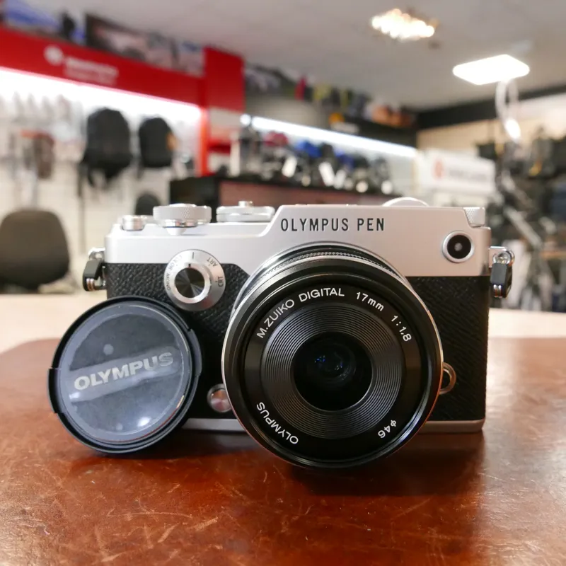 Used Olympus Pen F Silver + 17mm f1.8 - 65 Actuations - 12 Months Warranty-1