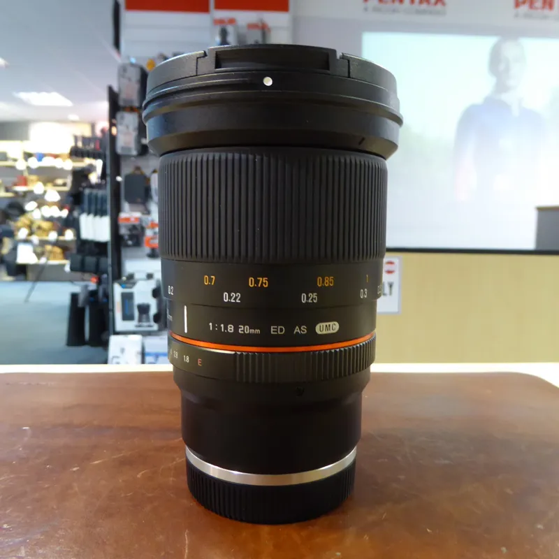 Used Samyang 20mm f1.8 ED AS UMC Lens in Sony E fit - 1 YEAR GTEE
