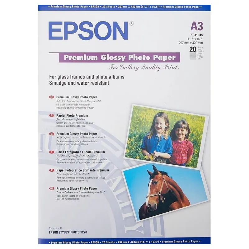 Epson Premium Glossy Photo Paper A3 - 20 Sheets