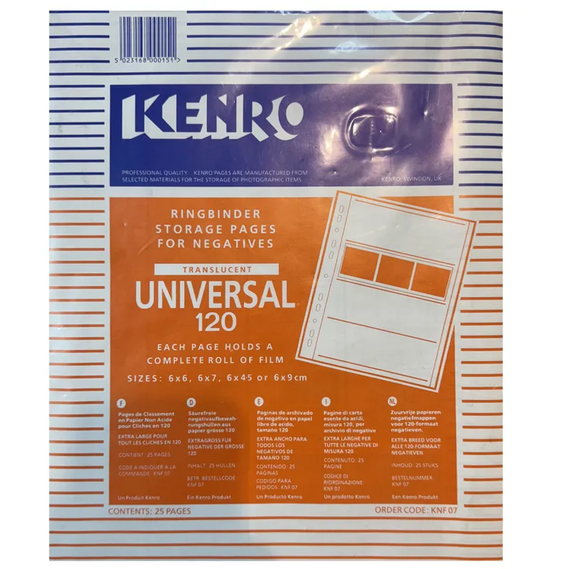 Kenro 120 Negative File Pages - Paper - Pack of 25