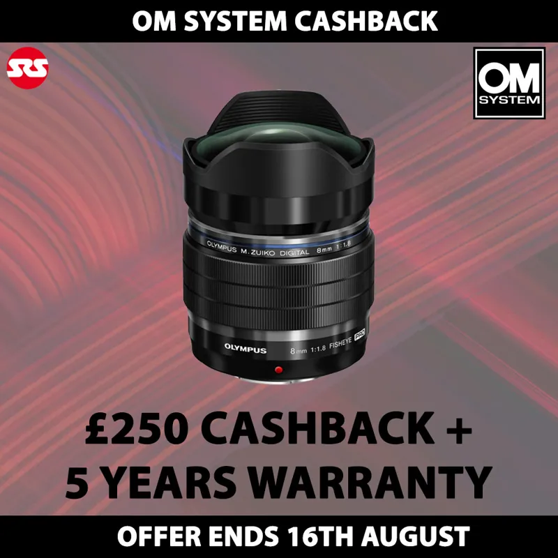 OM System M.Zuiko Digital ED 8mm F1.8 Fisheye Pro Lens - CASHBACK!