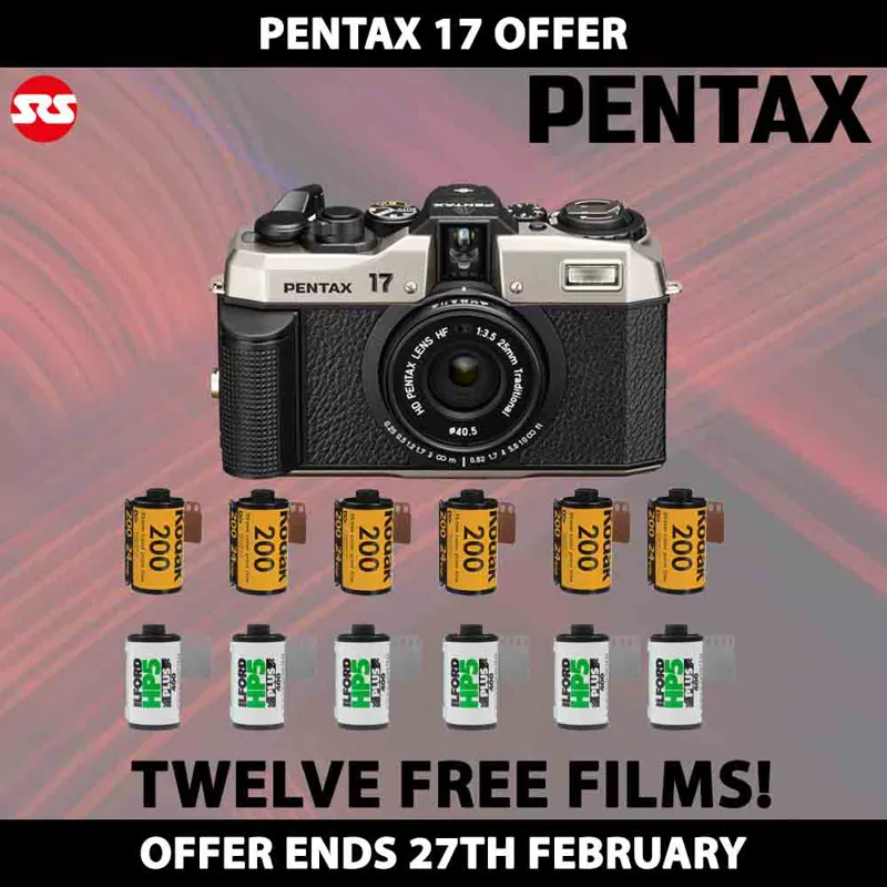 Pentax 17 Dark Silver 35mm Film Camera - 12 FREE FILMS!
