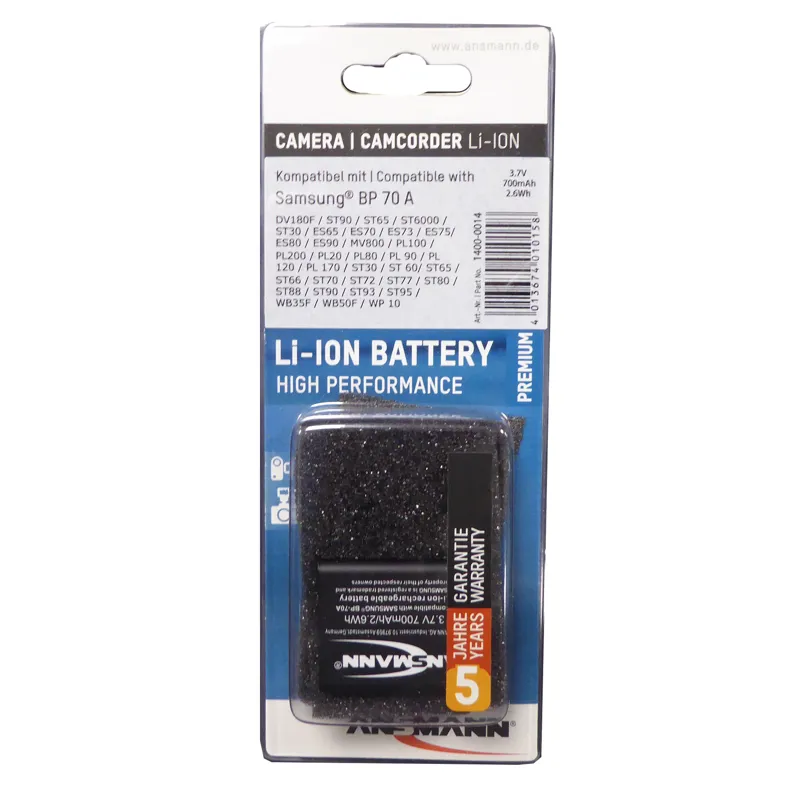 Ansmann Samsung BP 70A Lithium-Ion Camera Battery